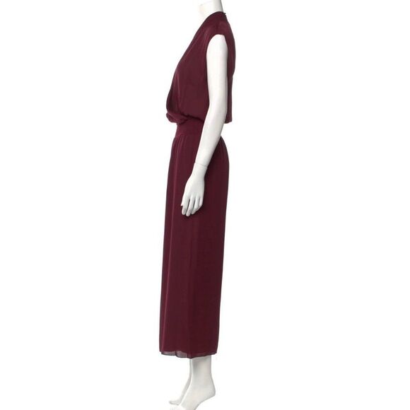 NWT Theory Silk Jumpsuit in Burgundy - Picture 2 of 5